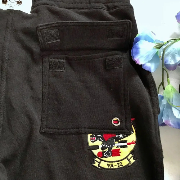 Vintage Americana NWT Black Jogger with Patches Men M - Picture 9 of 12